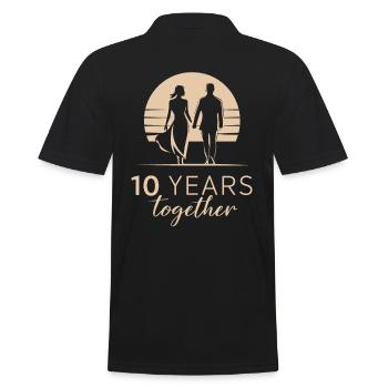 10 Jahre Zusammen 10th Wedding Anniversary - Männer Poloshirt - Schwarz - Hinten - Kai (181cm)