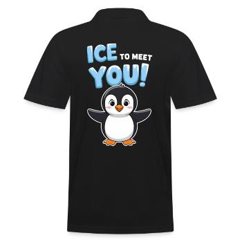 Pinguin Illustration Wortspiel Lustig Begrüßung - Männer Poloshirt - Schwarz - Hinten - Kai (181cm)