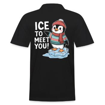 Pinguin Illustration - Männer Poloshirt - Schwarz - Hinten - Kai (181cm)
