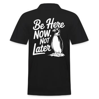 Ne soyez pas en retard ici motif avec pingouin - Polo Homme - noir - Dos - Kai (181cm)