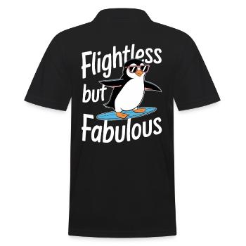 Flightless But Fabulous Pinguin Surfer - Männer Poloshirt - Schwarz - Hinten - Kai (181cm)