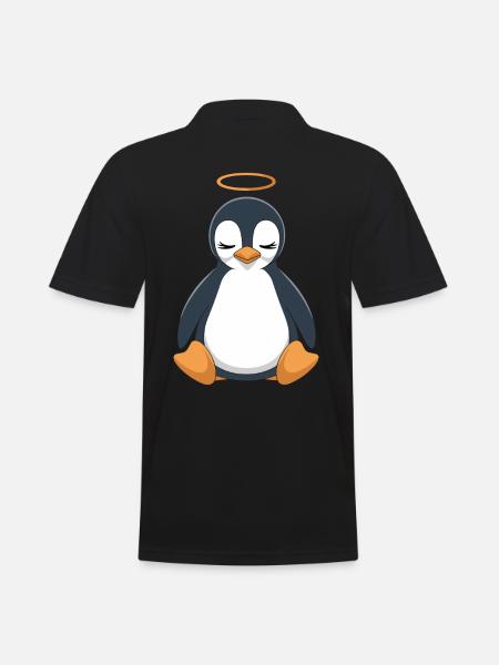 Cute penguin with halo - Men's Polo Shirt - black