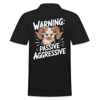 Attention: Passive Aggressive Funny Aries Motif - Men's Polo Shirt - black - Back - Kai (181cm)