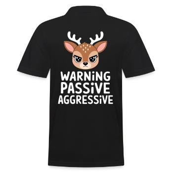 Warning Passive Aggressive Deer Cartoon - Men's Polo Shirt - black - Back - Kai (181cm)