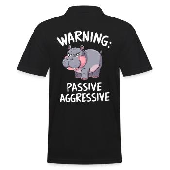 Warning: Passive Aggressive Hippo Cartoon - Men's Polo Shirt - black - Back - Kai (181cm)