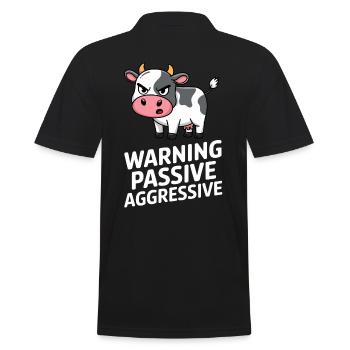 Avertissement passif agressif vache dessin animé humour - Polo Homme - noir - Dos - Kai (181cm)