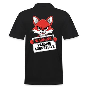 Warnung: Passiv Aggressiv Fuchs Cartoon - Männer Poloshirt - Schwarz - Hinten - Kai (181cm)