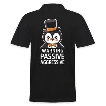 Warning: Passive Aggressive Penguin with Cylinder - Men's Polo Shirt - black - Back - Kai (181cm)