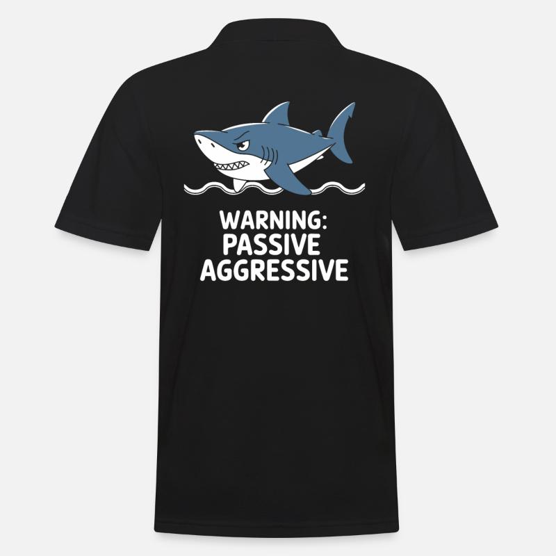 Caution: Passive Aggressive Shark - Men's Polo Shirt - black