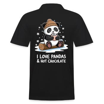 Ich Liebe Pandas Und Heiße Schokolade - Männer Poloshirt - Schwarz - Hinten - Kai (181cm)