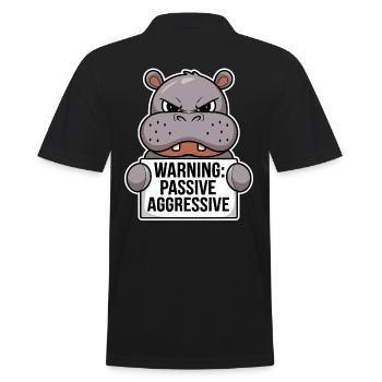 Warnung: Passiv Aggressiv Nilpferd - Männer Poloshirt - Schwarz - Hinten - Kai (181cm)