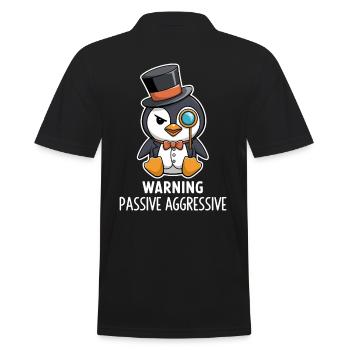 Avertissement pingouin passif agressif avec chapeau haut de forme - Polo Homme - noir - Dos - Kai (181cm)