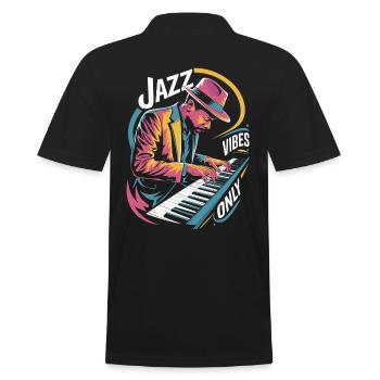 Jazz Vibes Only Musician Piano Art - Men's Polo Shirt - black - Back - Kai (181cm)