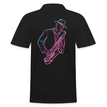 Musicien de jazz avec saxophone dans le style vintage - Polo Homme - noir - Dos - Kai (181cm)