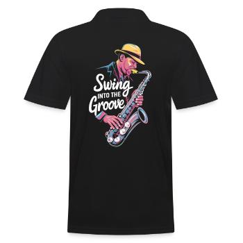 Swing Into The Groove Jazz Saxophon - Männer Poloshirt - Schwarz - Hinten - Kai (181cm)