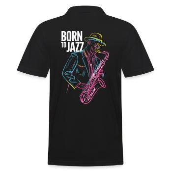 Born for Jazz & Saxophone Melodies - Men's Polo Shirt - black - Back - Kai (181cm)