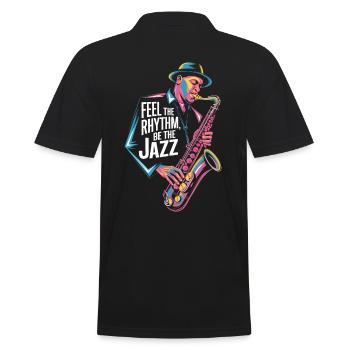 Fühle Den Rhythmus, Sei Der Jazz - Männer Poloshirt - Schwarz - Hinten - Kai (181cm)