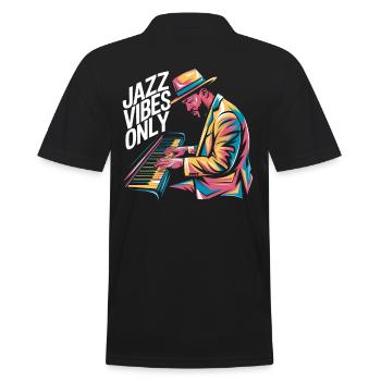 Jazz Vibes Only Musician Art - Men's Polo Shirt - black - Back - Kai (181cm)