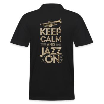 Bleib Ruhig Und Jazz Weiter - Männer Poloshirt - Schwarz - Hinten - Kai (181cm)
