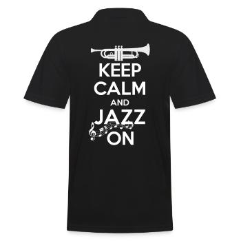 Bleib Ruhig Und Jazz Weiter Mit Trompete - Männer Poloshirt - Schwarz - Hinten - Kai (181cm)