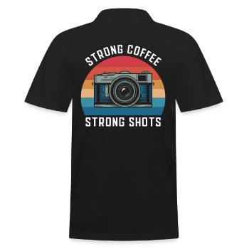 Photographer Strong Coffee Strong Shots Camera - Men's Polo Shirt - black - Back - Kai (181cm)