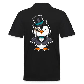 Elegant penguin with top hat and monocle - Men's Polo Shirt - black - Back - Kai (181cm)