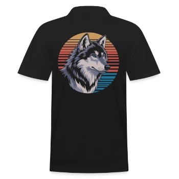 Loup majestueux avant le coucher du soleil - Polo Homme - noir - Dos - Kai (181cm)