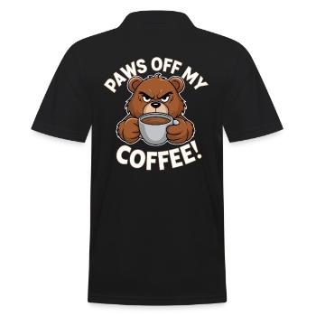 Paws Off My Coffee Funny Bear - Men's Polo Shirt - black - Back - Kai (181cm)
