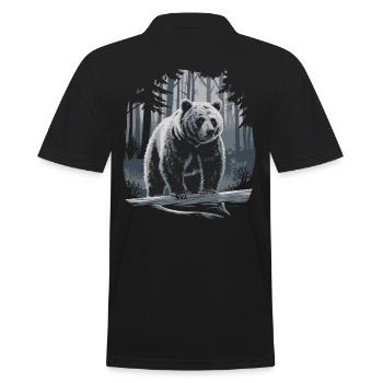 Impressive bear in the forest nature motif - Men's Polo Shirt - black - Back - Kai (181cm)