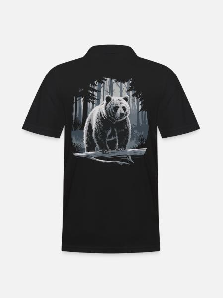 Beeindruckender Bär Im Wald Naturmotiv - Männer Poloshirt - Schwarz