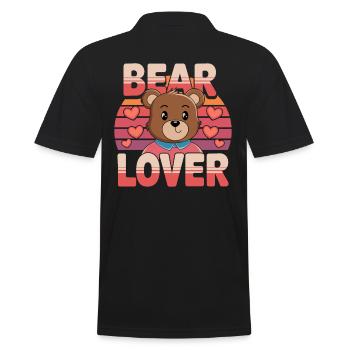Bear Lover Retro Heart Graphic - Men's Polo Shirt - black - Back - Kai (181cm)