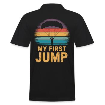 Mein Erster Sprung Fallschirmspringen Retro - Männer Poloshirt - Schwarz - Hinten - Kai (181cm)
