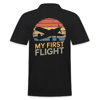 Mein Erster Flug Retro Flugzeug Abenteuer - Männer Poloshirt - Schwarz - Hinten - Kai (181cm)