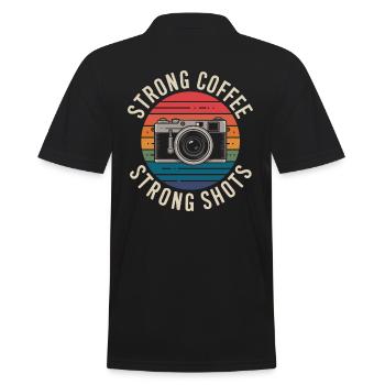 Photographer Strong Coffee Strong Shots - Men's Polo Shirt - black - Back - Kai (181cm)
