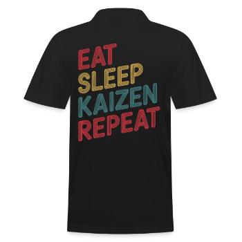 Eat Sleep Kaizen Repeat Improvement - Men's Polo Shirt - black - Back - Kai (181cm)