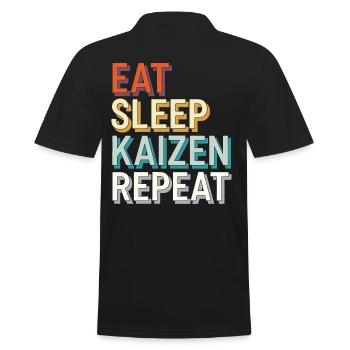 Eat Sleep Kaizen Improvement Repeat Motivation - Männer Poloshirt - Schwarz - Hinten - Kai (181cm)
