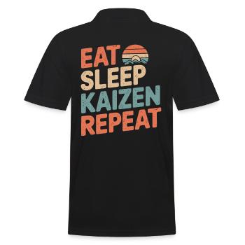 Eat Sleep Kaizen Improvement Repeat - Men's Polo Shirt - black - Back - Kai (181cm)
