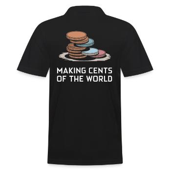Faire des centimes du monde Pile de pièces Humour - Polo Homme - noir - Dos - Kai (181cm)