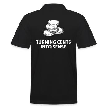 Turning Cents Into Sense Statement - Men's Polo Shirt - black - Back - Kai (181cm)