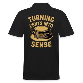 Turning Cents Into Sense Motiv für Sparfüchse - Männer Poloshirt - Schwarz - Hinten - Kai (181cm)