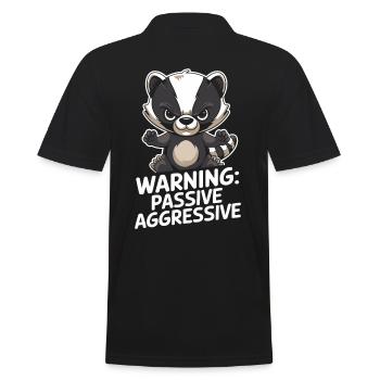 Warnung: Passiv Aggressiv Dachs Cartoon - Männer Poloshirt - Schwarz - Hinten - Kai (181cm)
