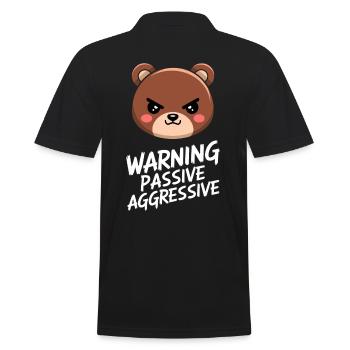 Warning Passive Aggressive Bär Illustration - Männer Poloshirt - Schwarz - Hinten - Kai (181cm)