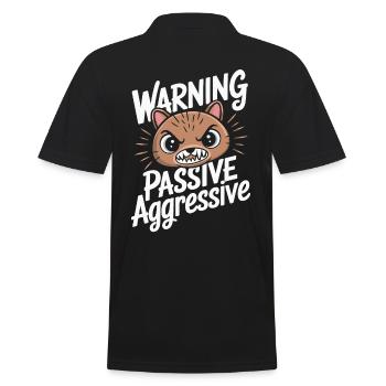 Warnung Passiv Aggressiv Lustige Katze - Männer Poloshirt - Schwarz - Hinten - Kai (181cm)
