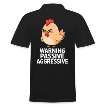 Caution Passive Aggressive Chicken Cartoon - Men's Polo Shirt - black - Back - Kai (181cm)