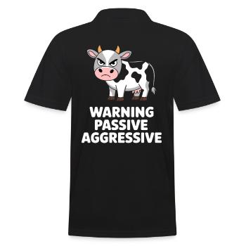 Caution Passive Aggressive Funny Cow - Men's Polo Shirt - black - Back - Kai (181cm)