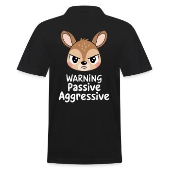 Warning Passive Aggressive Tierisches Gesicht - Männer Poloshirt - Schwarz - Hinten - Kai (181cm)