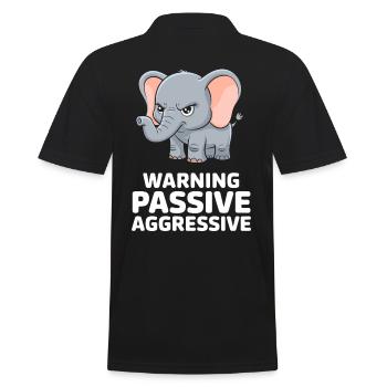 Warning Passive Aggressive Lustiger Elefant - Männer Poloshirt - Schwarz - Hinten - Kai (181cm)