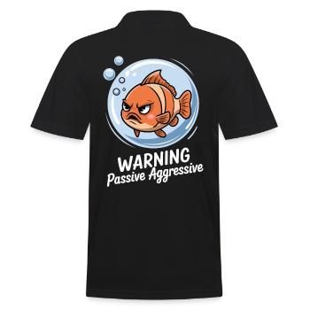 Achtung Passiv Aggressiv Lustiger Fisch Comic - Männer Poloshirt - Schwarz - Hinten - Kai (181cm)