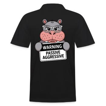 Achtung Passive Aggressive Nilpferd Humorvoll - Männer Poloshirt - Schwarz - Hinten - Kai (181cm)