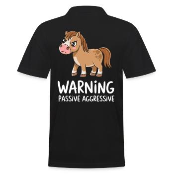 Warning Passive Aggressive Pferd Cartoon - Männer Poloshirt - Schwarz - Hinten - Kai (181cm)